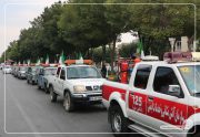 اجرای مانور خودرویی اعلام وضعیت خطر و هشدار کرونا در شاهین شهر